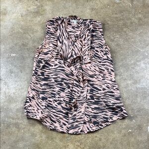 CAbi Pink and Black Print Blouse
Size: Medium